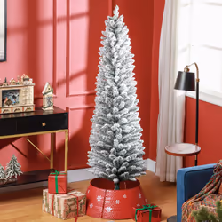 HOMCOM 6 Foot Artificial Pencil Christmas Tree with Snow Flocked Tips, White