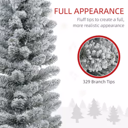 HOMCOM 6 Foot Artificial Pencil Christmas Tree with Snow Flocked Tips, White