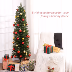 HOMCOM 5 Foot Artificial Pencil Christmas Tree with  Branches, Green