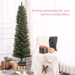 HOMCOM 6 Foot Artificial Pencil Christmas Tree with  Branches, Green