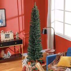 HOMCOM 7 Foot Artificial  Pencil Christmas Tree with  Branches, Green