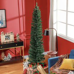 HOMCOM 7 Foot Artificial  Pencil Christmas Tree with  Branches, Green