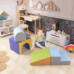 HOMCOM 4-Piece Soft Play Set, Baby Foam Block, For Ages 1-3 Years, Blue