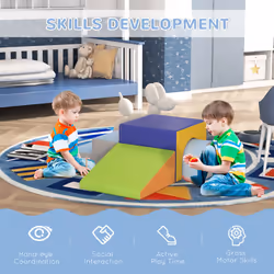 HOMCOM 4-Piece Soft Play Set, Baby Foam Block, For Ages 1-3 Years, Blue