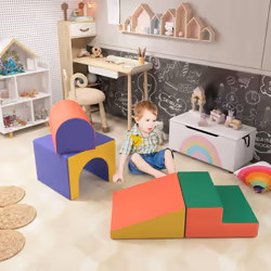 HOMCOM 4-Piece Soft Play Set, Baby Foam Block, For Ages 1-3 Years, Red