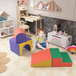 HOMCOM 4-Piece Soft Play Set, Baby Foam Block, For Ages 1-3 Years, Red