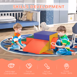 HOMCOM 4-Piece Soft Play Set, Baby Foam Block, For Ages 1-3 Years, Red