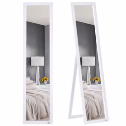 HOMCOM Full Length Mirror, Floor Standing or Wall-Mounted Long Mirror, White
