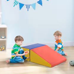 HOMCOM 2-Piece Soft Playset for Toddlers, Climb, Crawl, Red