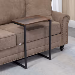 HOMCOM C-Shaped Nesting Tables Set of 3 with Steel Frame, Rustic Brown - Additional view 7