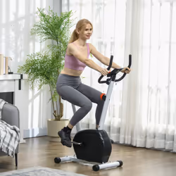 SPORTNOW Exercise Bike with Heart Rate Sensor for Home Use, White