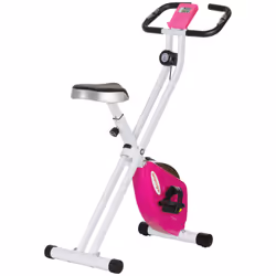 SPORTNOW Folding Exercise Bike with Heart-Rate Sensor for Home Use, Pink/White