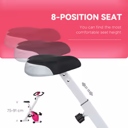 SPORTNOW Folding Exercise Bike with Heart-Rate Sensor for Home Use, Pink/White