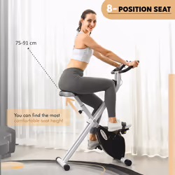 SPORTNOW Folding Exercise Bike with Heart-Rate Sensor for Home Use, Black/White - Additional view 6