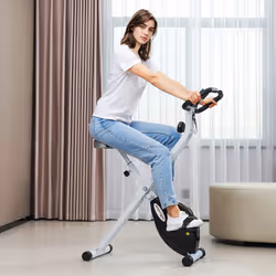 SPORTNOW Folding Exercise Bike with Heart-Rate Sensor for Home Use, Black/White - Additional view 7