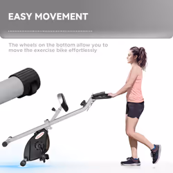 SPORTNOW Folding Exercise Bike with Heart-Rate Sensor for Home Use, Black/Grey - Additional view 4
