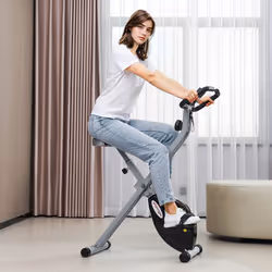 SPORTNOW Folding Exercise Bike with Heart-Rate Sensor for Home Use, Black/Grey - Additional view 7
