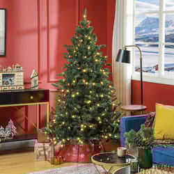 HOMCOM 6ft Artificial Christmas Tree with Warm White LED Light, Metal Base