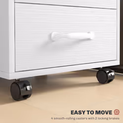 HOMCOM File Cabinet with 3 Drawers, Under Desk Mobile Filing Cabinet White