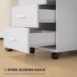 HOMCOM File Cabinet with 3 Drawers, Under Desk Mobile Filing Cabinet White - Additional view 4