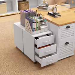 HOMCOM File Cabinet with 3 Drawers, Under Desk Mobile Filing Cabinet White - Additional view 5