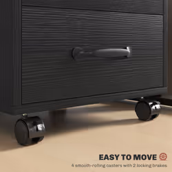 HOMCOM File Cabinet with 3 Drawers, Under Desk Mobile Filing Cabinet Black