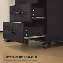 HOMCOM File Cabinet with 3 Drawers, Under Desk Mobile Filing Cabinet Black - Additional view 4