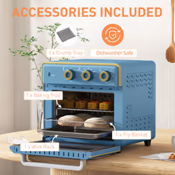 HOMCOM 20L Mini Oven with Adjustable Temperature, 60 Min Time 1400W, Blue