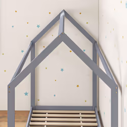 HOMCOM Wooden Single Bed Frame with Tree House Style, Grey - Additional view 5