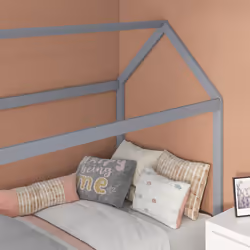 HOMCOM Wooden Single Bed Frame with Tree House Style, Grey - Additional view 8