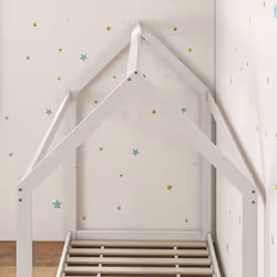 HOMCOM Wooden Single Bed Frame with Tree House Style, White - Additional view 7