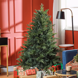 HOMCOM 5 Ft Artificial Christmas Tree with Metal Base, Hinged Branches