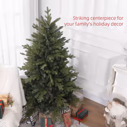 HOMCOM 5 Ft Artificial Christmas Tree with Metal Base, Hinged Branches