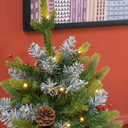 HOMCOM 2 Pieces 2' Prelit Artificial Tabletop Christmas Trees, LED Display