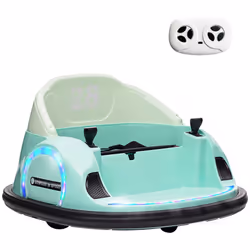 AIYAPLAY 360 Rotation 12V Kids Bumper Car w/ Remote Control, Green