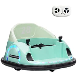 AIYAPLAY 360 Rotation 12V Kids Bumper Car w/ Remote Control, Green