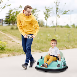 AIYAPLAY 360 Rotation 12V Kids Bumper Car w/ Remote Control, Green