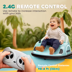 AIYAPLAY 360 Rotation 12V Kids Bumper Car w/ Remote Control, Green - Additional view 6