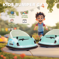 AIYAPLAY 360 Rotation 12V Kids Bumper Car w/ Remote Control, Green - Additional view 8