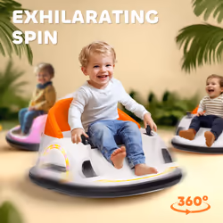 AIYAPLAY 360 Rotation 12V Kids Bumper Car w/ Remote Control, Orange