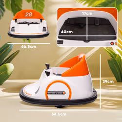 AIYAPLAY 360 Rotation 12V Kids Bumper Car w/ Remote Control, Orange - Additional view 5