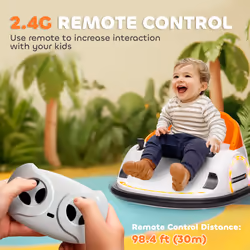 AIYAPLAY 360 Rotation 12V Kids Bumper Car w/ Remote Control, Orange - Additional view 6