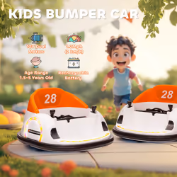 AIYAPLAY 360 Rotation 12V Kids Bumper Car w/ Remote Control, Orange - Additional view 8