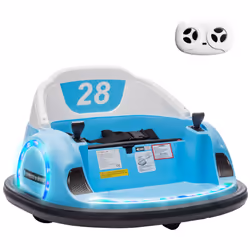 AIYAPLAY 360 Rotation 12V Kids Bumper Car w/ Remote Control, Light Blue
