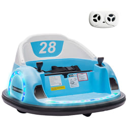 AIYAPLAY 360 Rotation 12V Kids Bumper Car w/ Remote Control, Light Blue