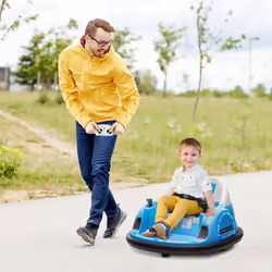 AIYAPLAY 360 Rotation 12V Kids Bumper Car w/ Remote Control, Light Blue