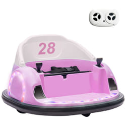 AIYAPLAY 360 Rotation 12V Kids Bumper Car w/ Remote Control, Pink