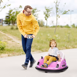 AIYAPLAY 360 Rotation 12V Kids Bumper Car w/ Remote Control, Pink