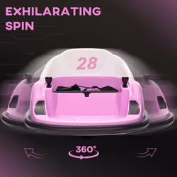 AIYAPLAY 360 Rotation 12V Kids Bumper Car w/ Remote Control, Pink