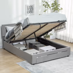 HOMCOM Double Bed Frame with Storage and Adjustable Velvet Headboard - Additional view 5